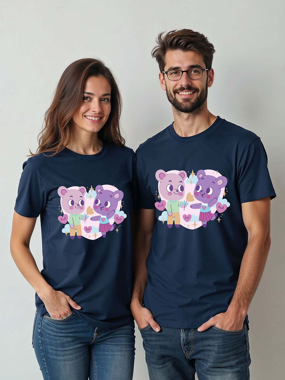 Thumbnail: Stylish Cartoon Couple Matching Tee Lovers Edition – Best Price