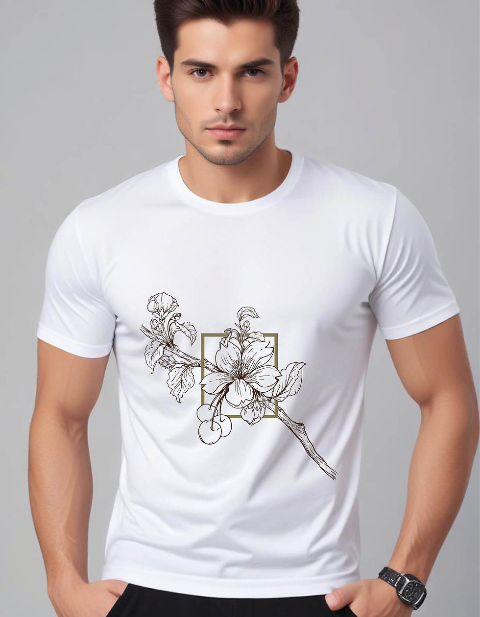 Thumbnail: hand drawn floral background mens printed graphic t shirt
