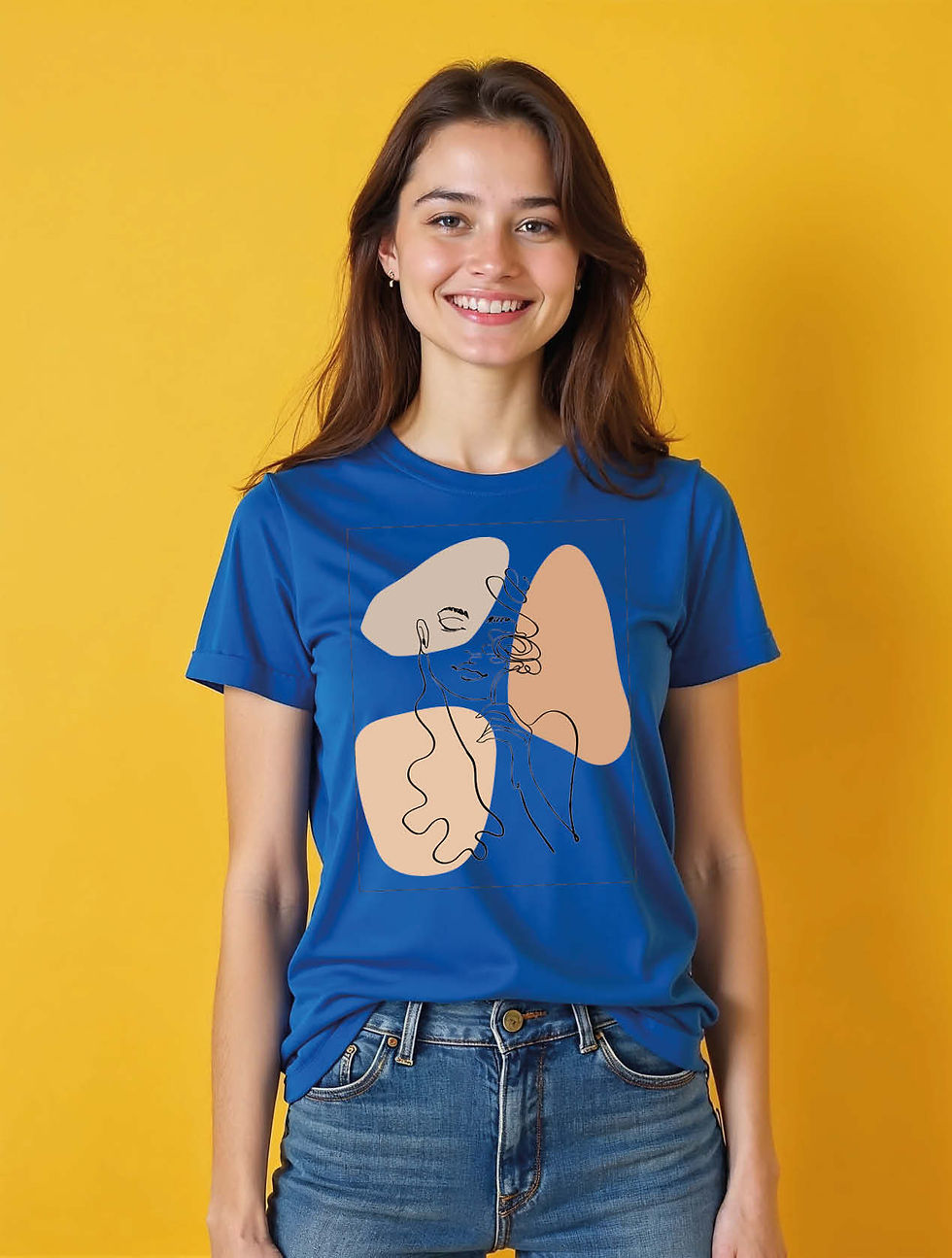 Thumbnail: Abstract Minimalist Faces  Casual Women’s Streetwear T-Shirt – Hot Deal