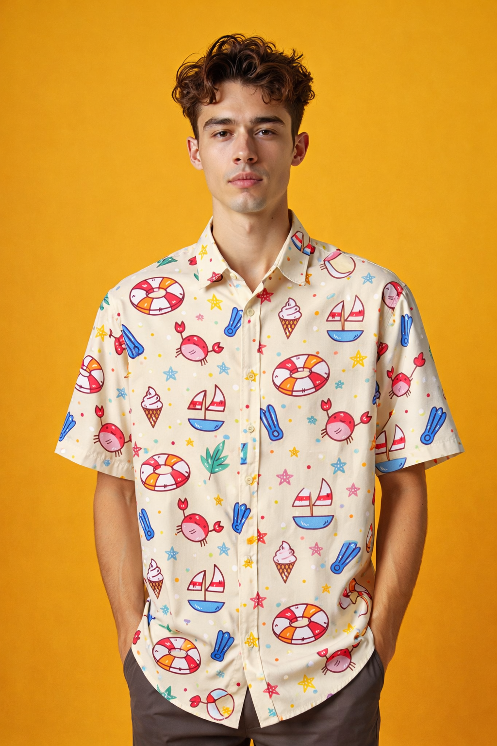 Summer vibes in focus Oversized Patterned Shirt with Luxury AOP Finish