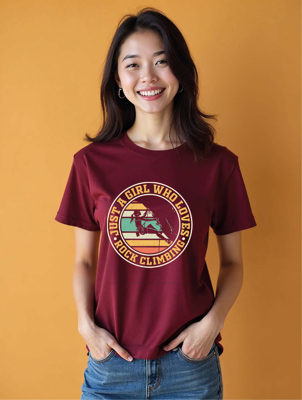 just a girl who loves rock climbing Cool Women’s Printed T-Shirt – Shop Now