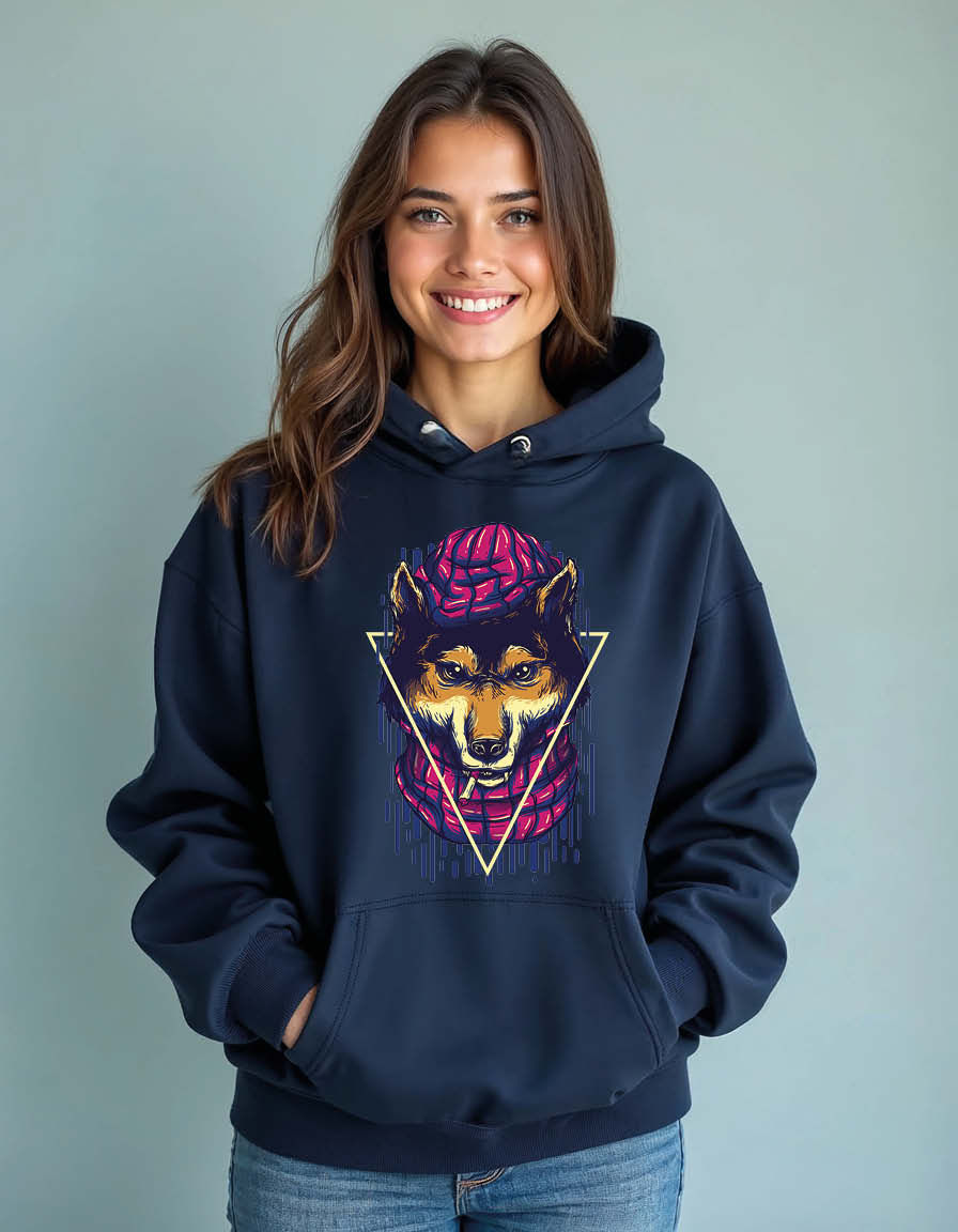 Thumbnail: Neon Geometric Lion Head Classic Unisex Printed Graphic Hoodies For Men & Women