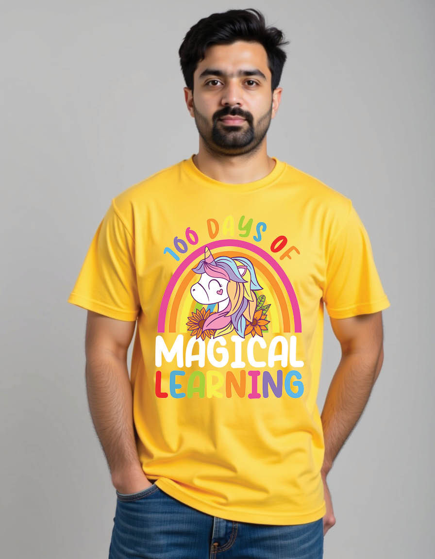 Thumbnail: 100 days magical learning mens printed graphic t shirt