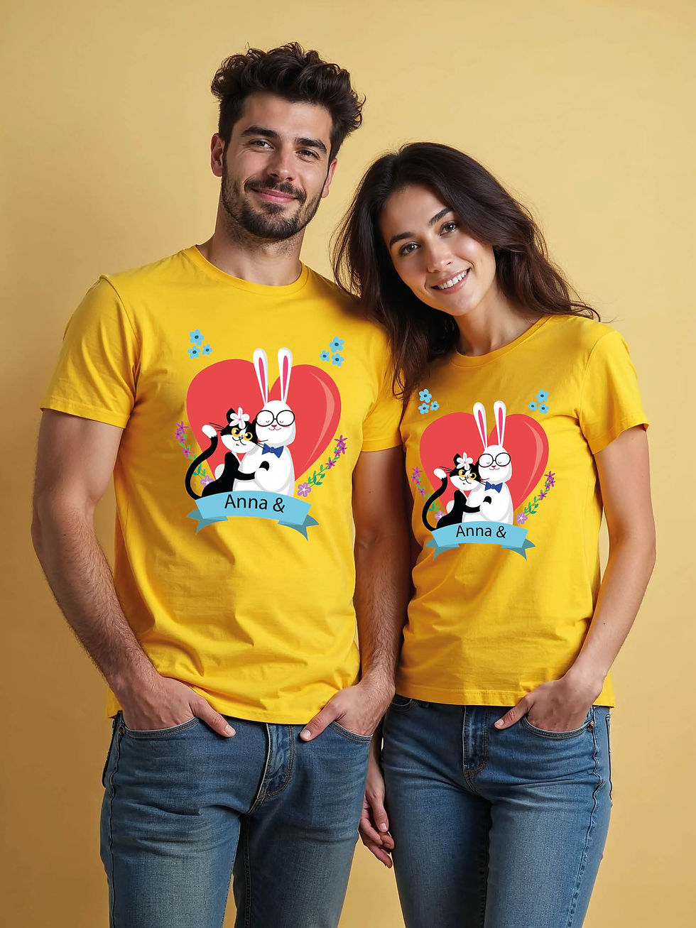 Thumbnail: Romantic Cartoon Couple Matching Tee Lovers Edition – Limited Stock