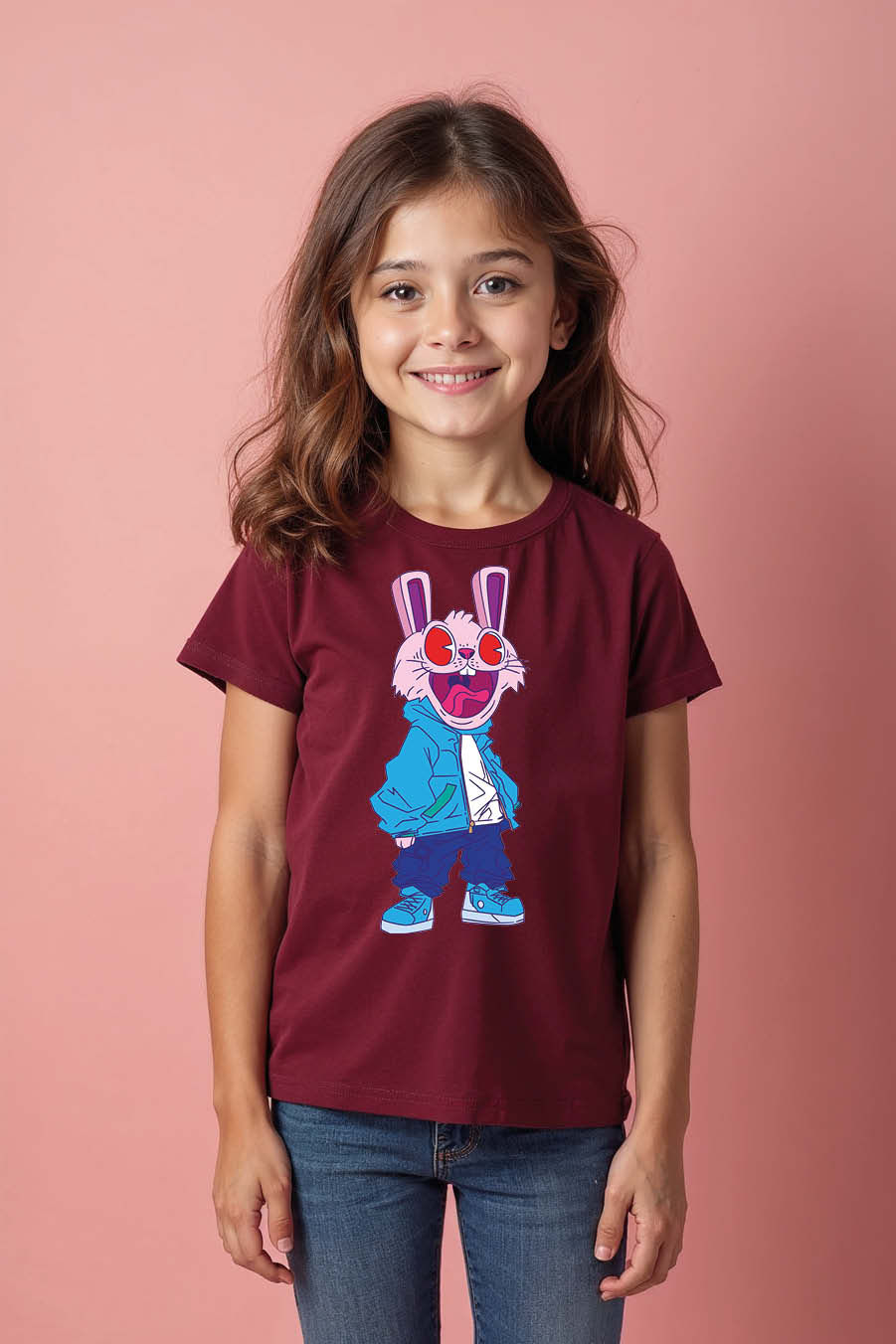 Thumbnail: funny cartoon rabbit Trendy Casual Kids Printed T-Shirt – Adventure Print Design