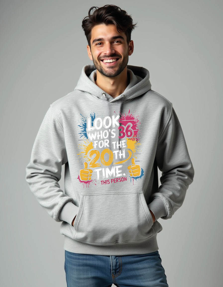 Thumbnail: look who s for the time Urban Streetwear Men’s Hoodie – d Graphic