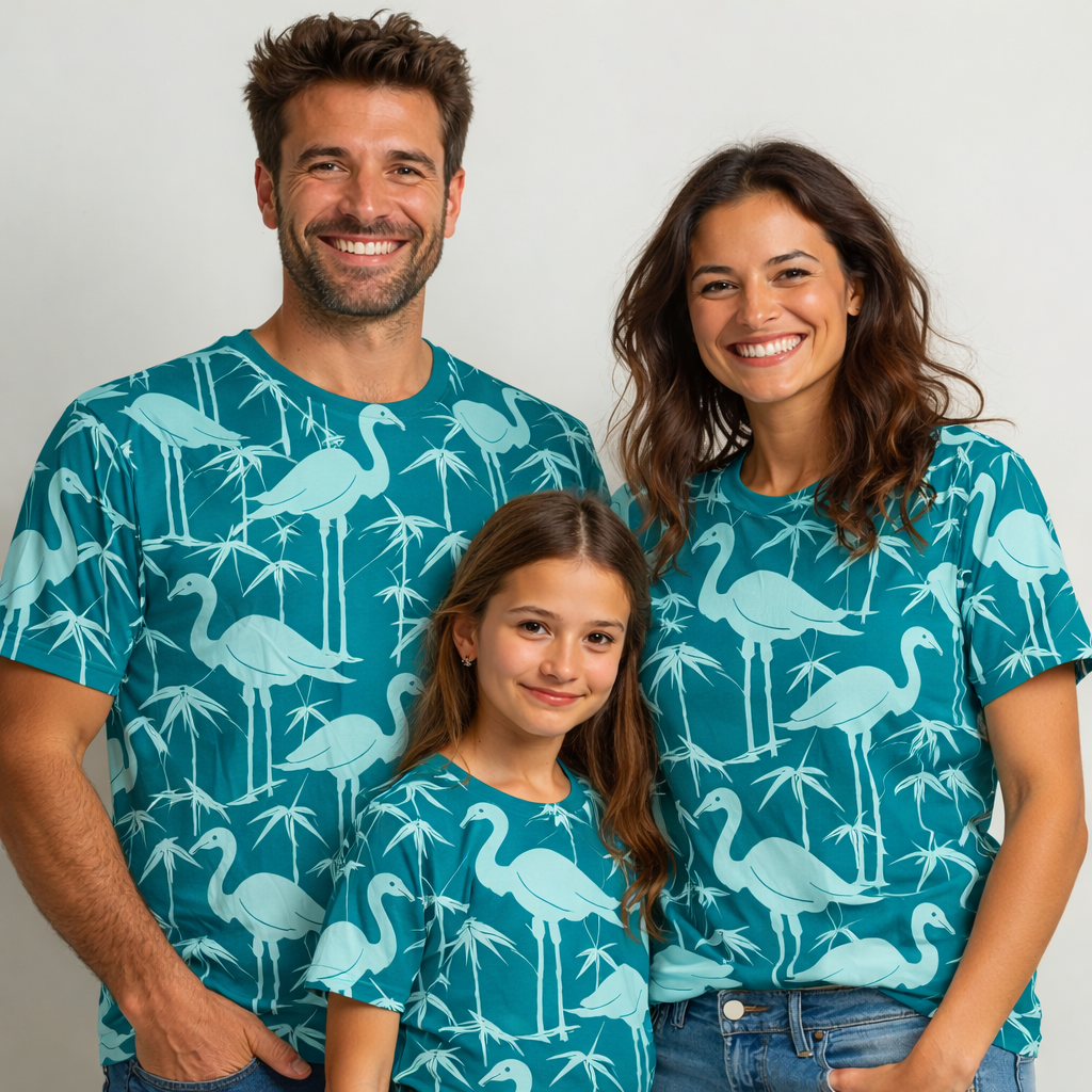 heron family matching printed shirt pack of 3