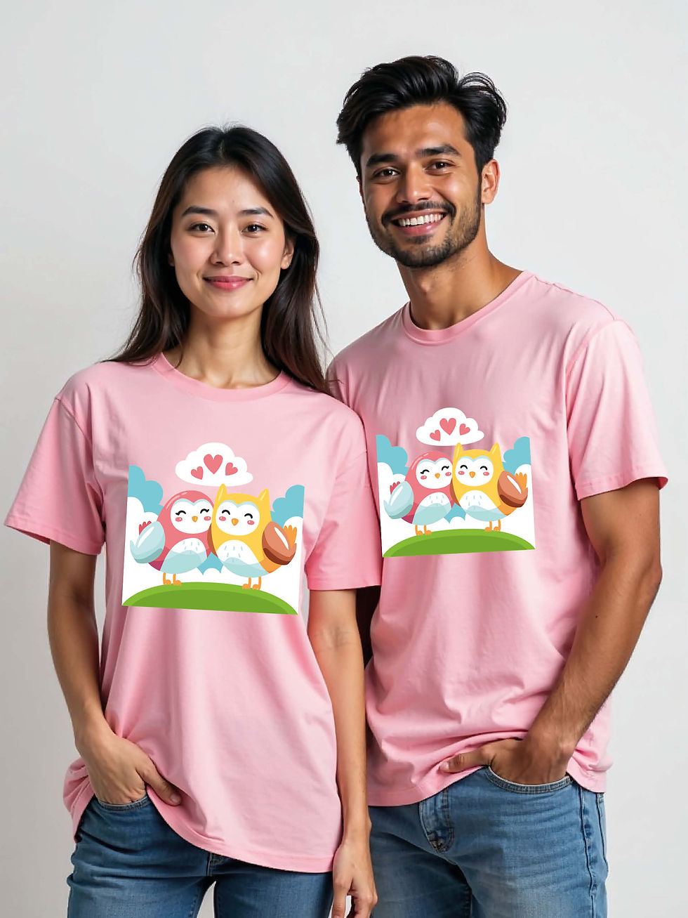 Thumbnail: Valentine’s Cartoon Couple Matching Tee Lovers Edition – Sale
