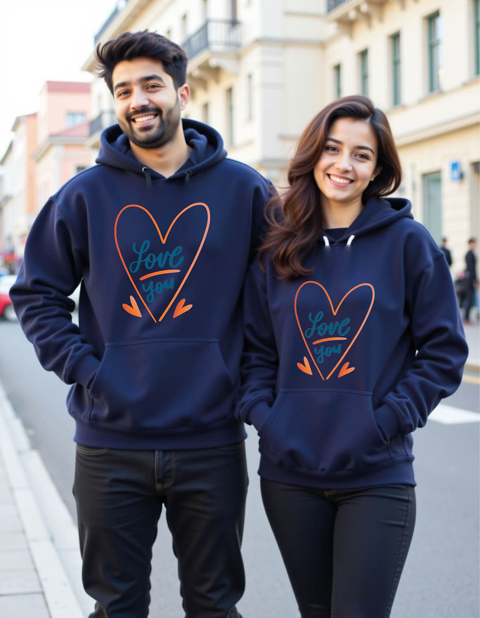 Thumbnail: love you Cool Printed Graphic Couple Hoodies