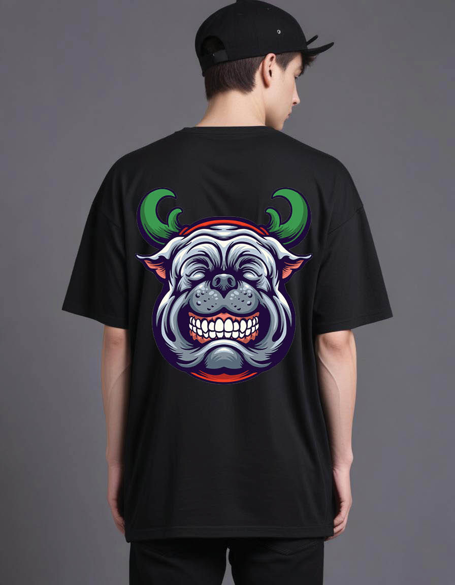Thumbnail: happy bulldog christmas mens Oversized Printed T shirt
