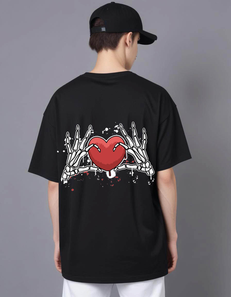 Thumbnail: hand drawn skeleton love Oversized Printed t shirt
