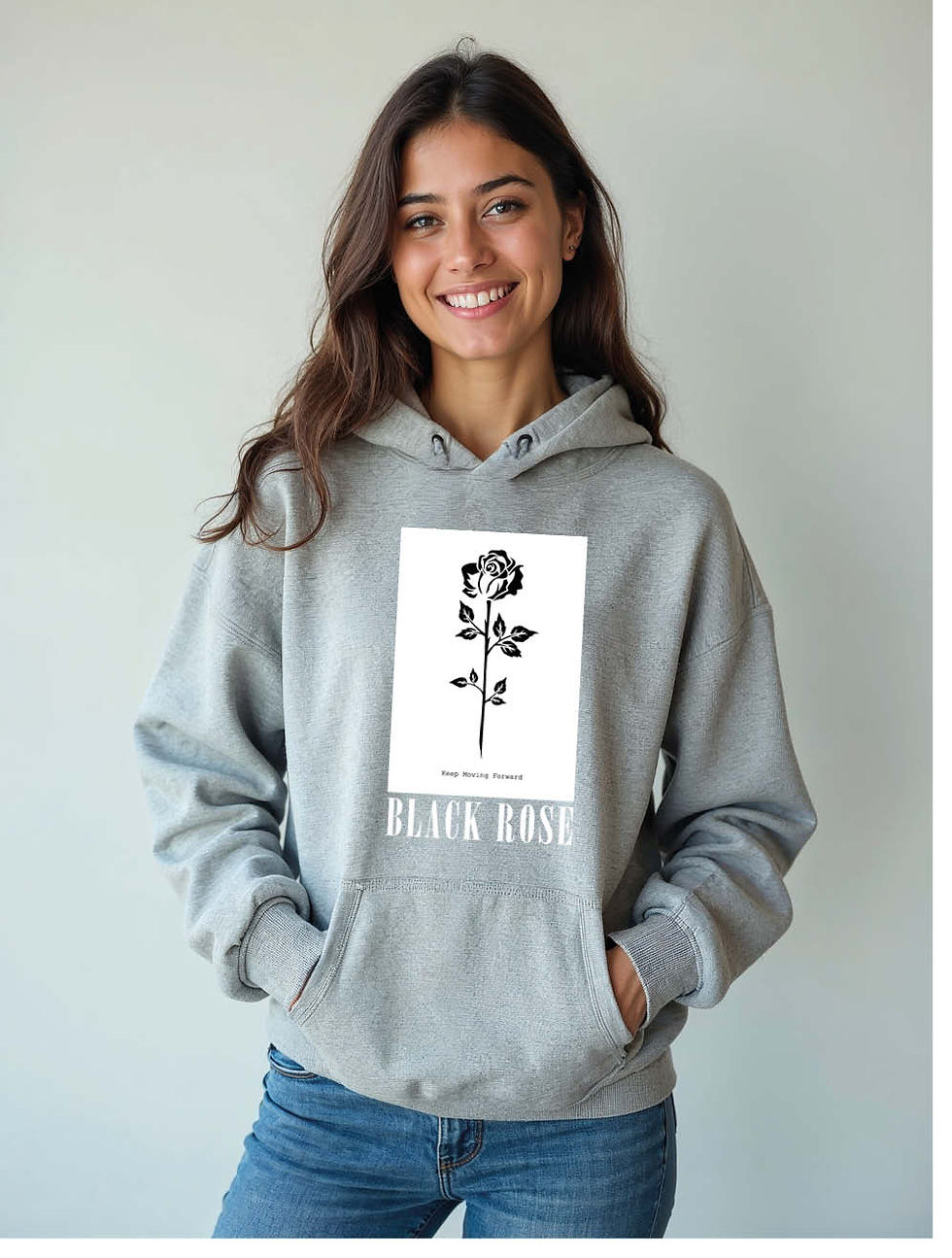 Thumbnail: keep moving forward black rose Classic Women’s Printed Hoodies – Fast Delivery