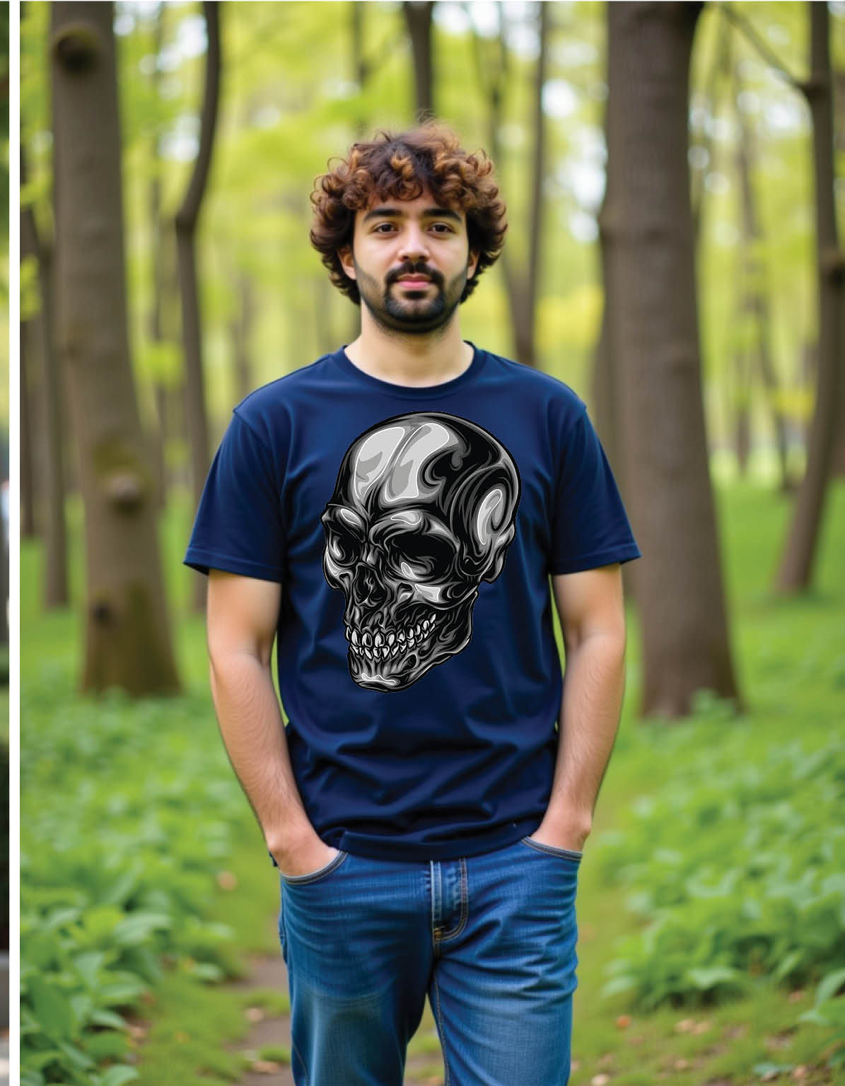 grayscale head skeleton part four mens printed graphic t shirts