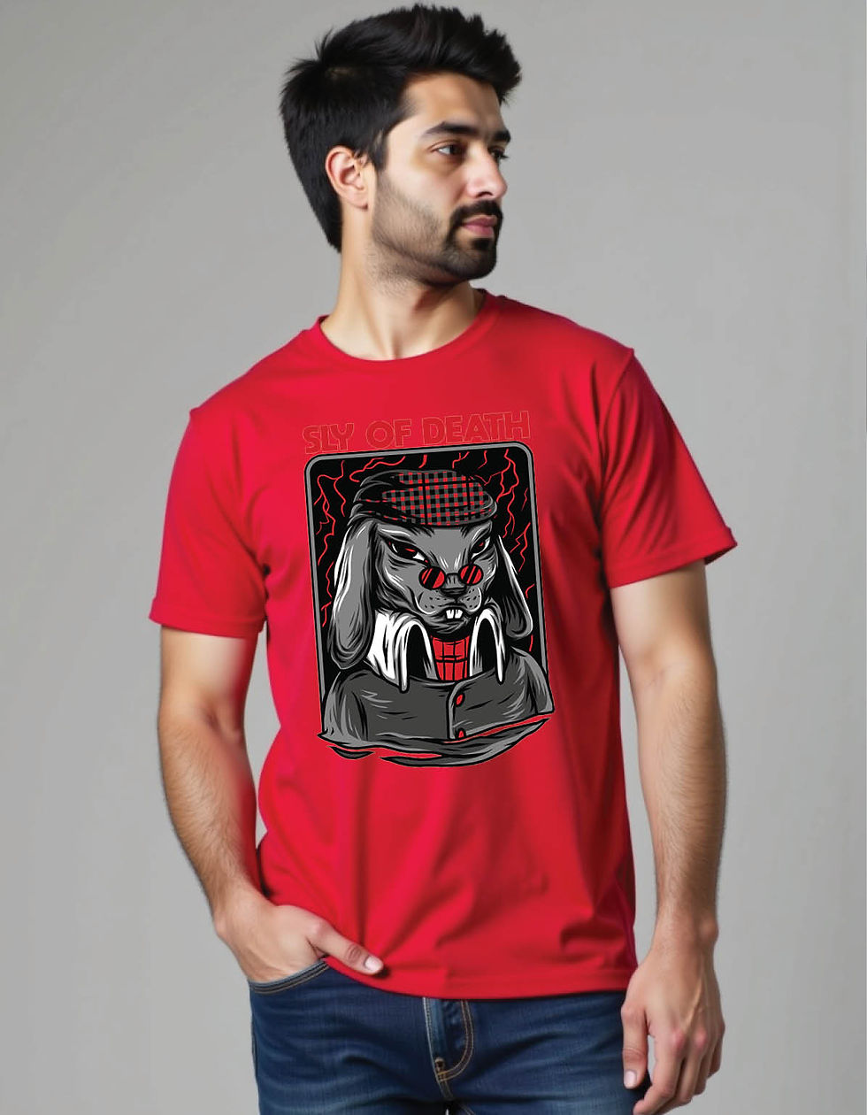 Thumbnail: sly death illustration mens printed graphic t shirts