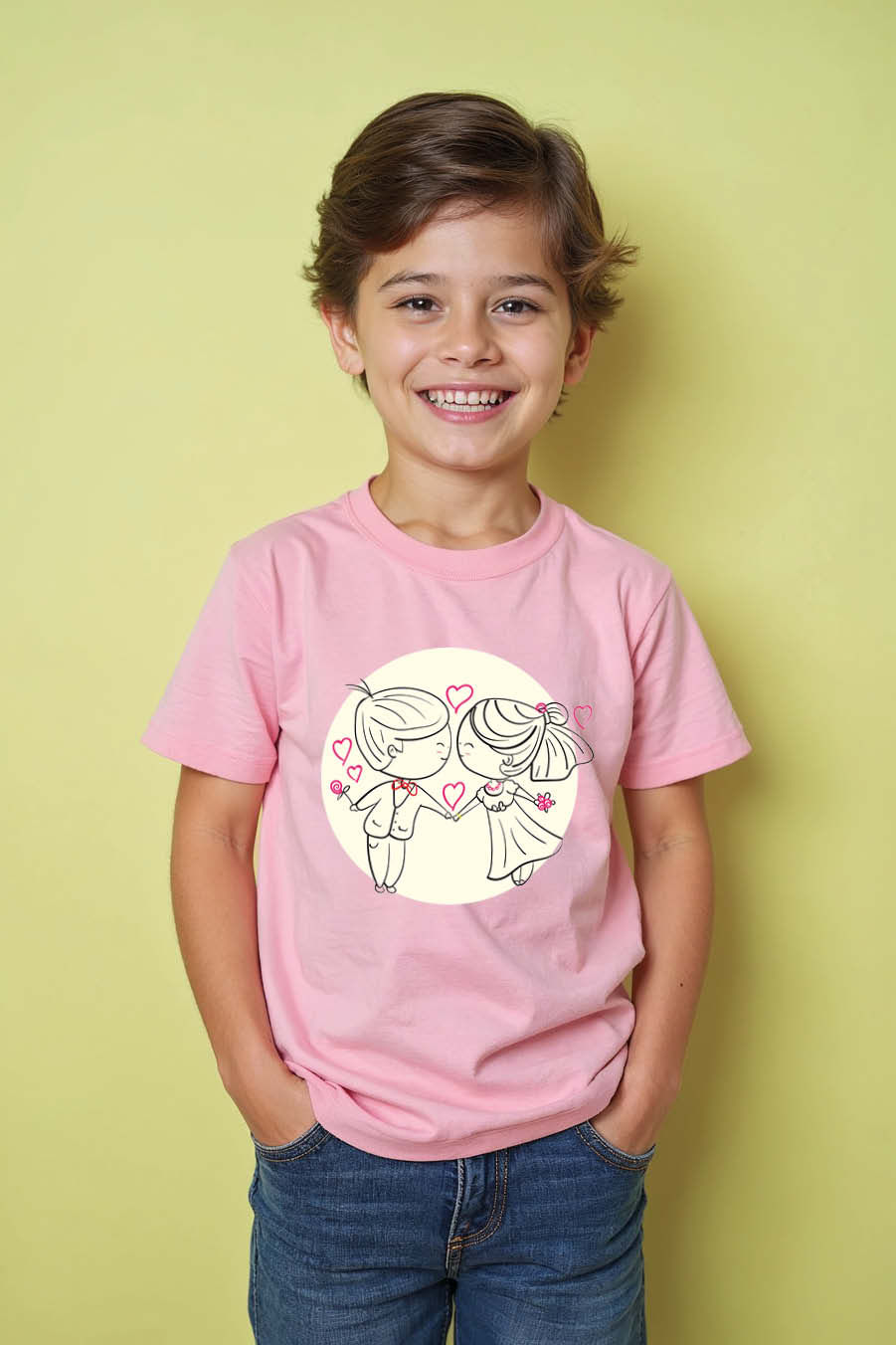 Thumbnail: First Kiss Couple Graphic T-Shirt Everyday Cute Kids Typography T-Shirt