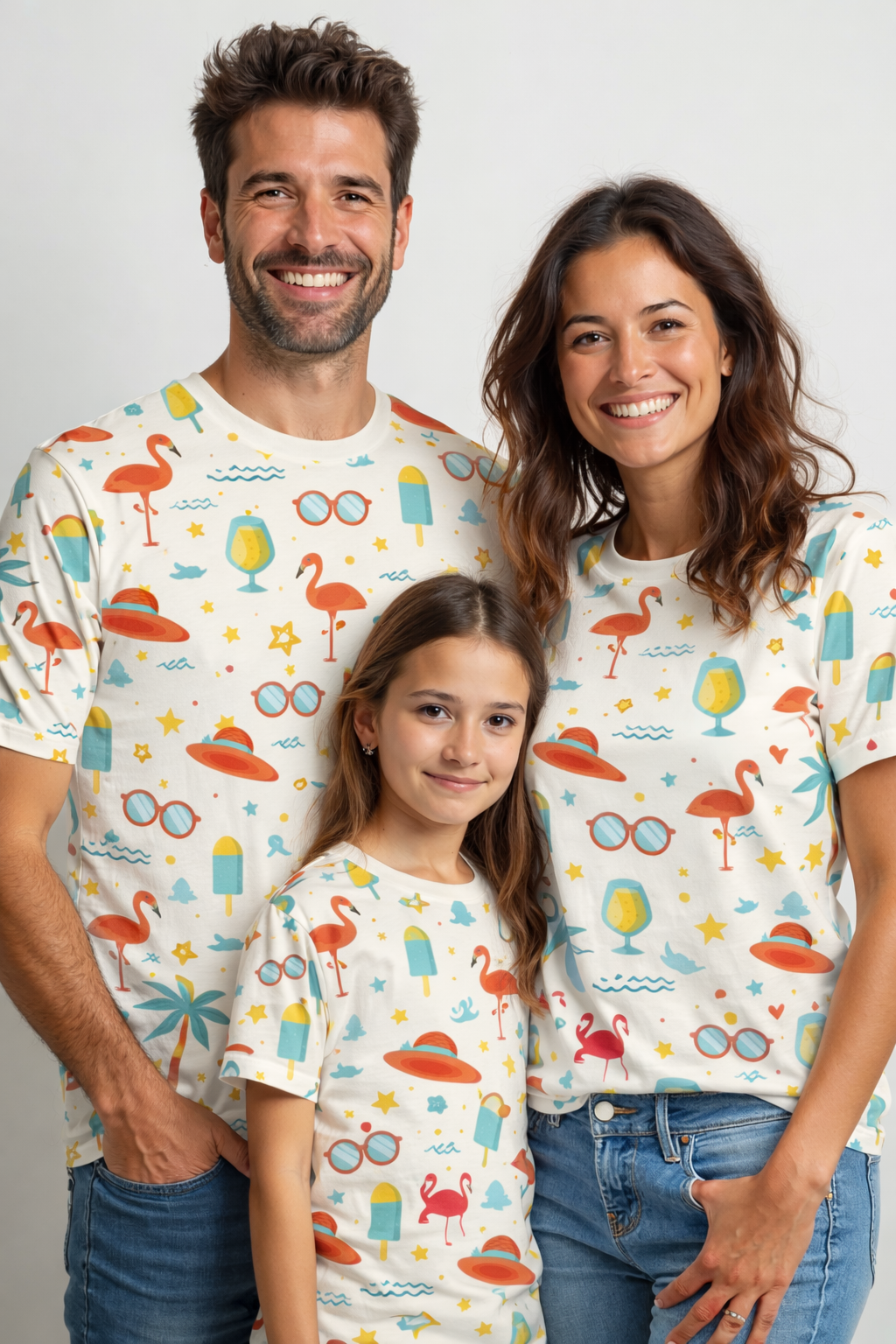 summer-themed family matching outfits printed tees pack of 3