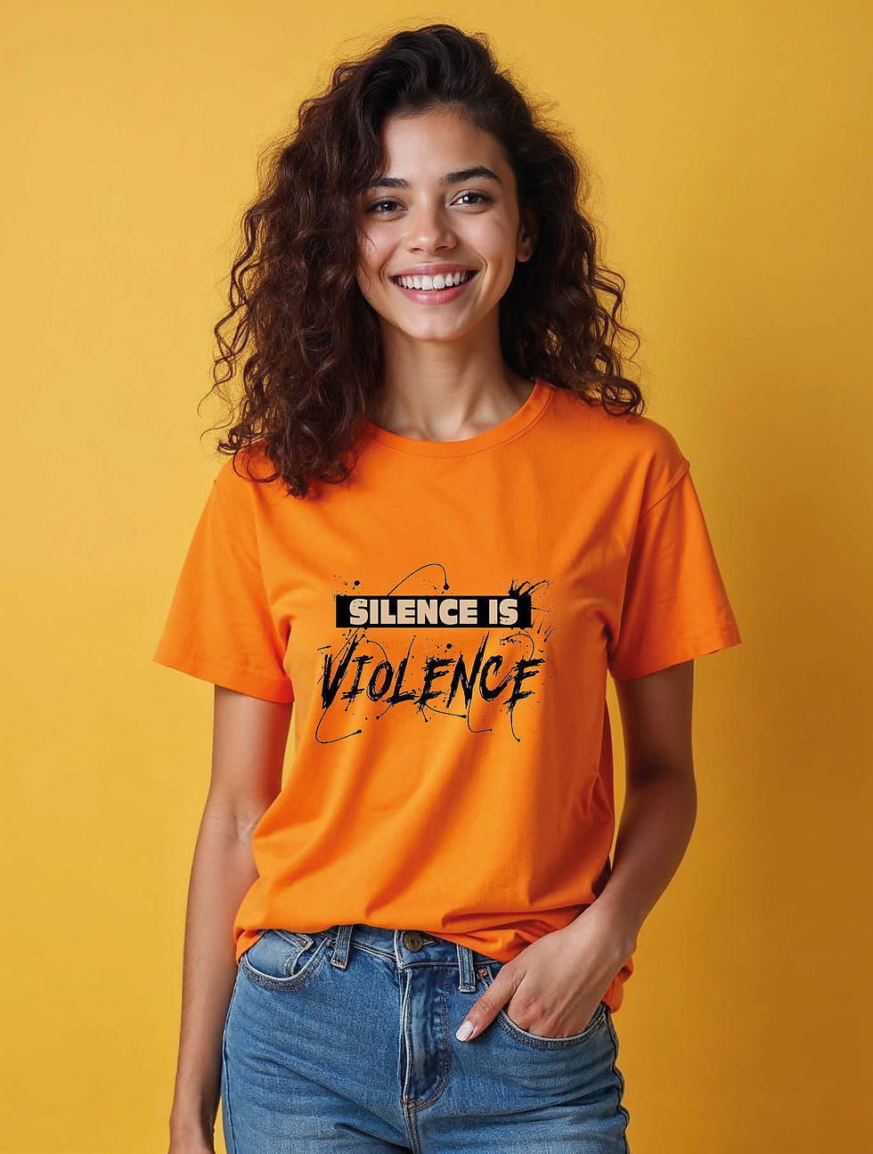 Thumbnail: silence is violence Urban Women’s Printed Typography T-Shirt – Fast Delivery