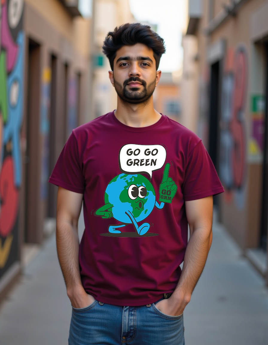 Thumbnail: go green concept walking comic vintage earthplane mens printed graphic t shirts