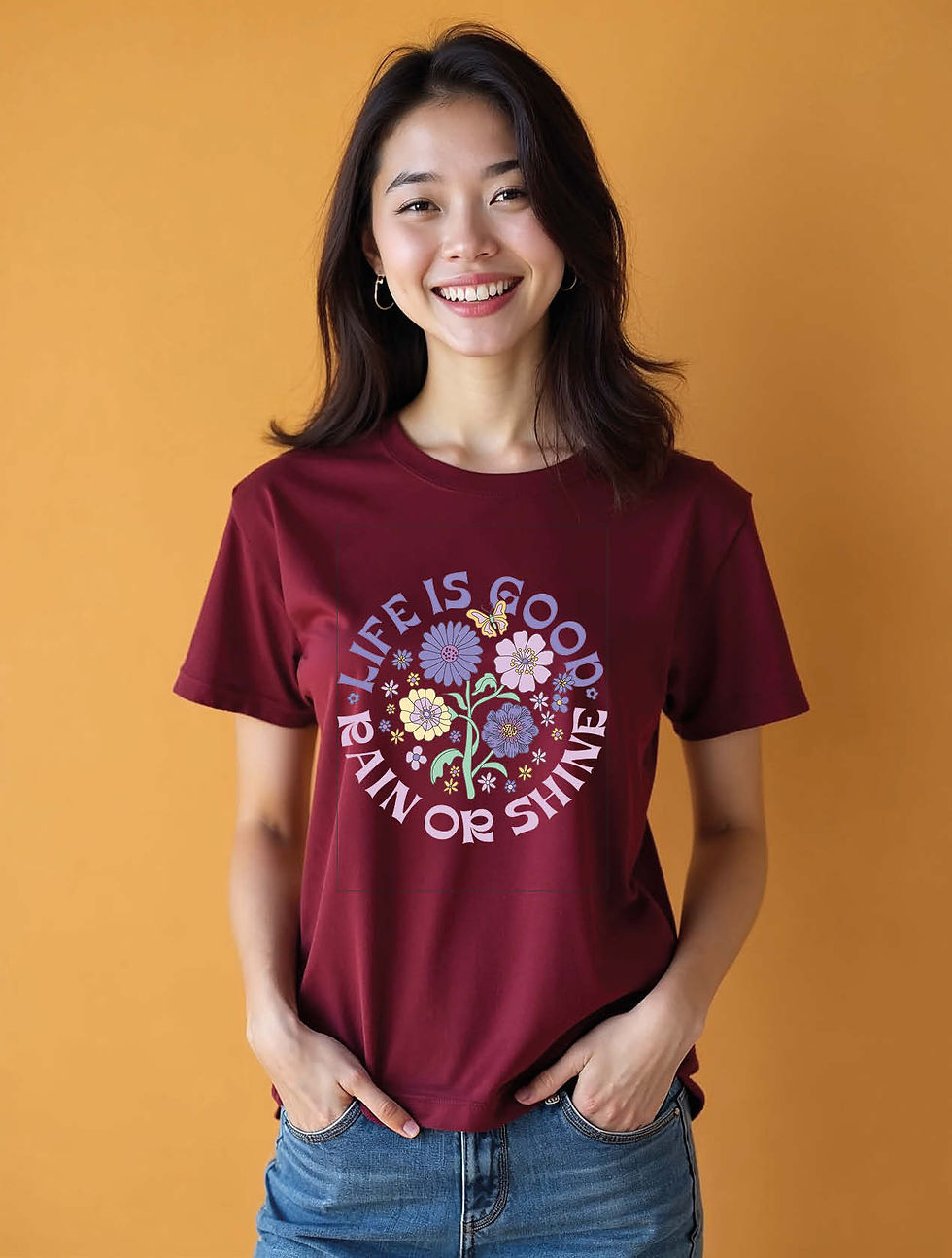 Thumbnail: life is good rain or shine Urban Women’s Printed Graphic Streetwear T-Shirt