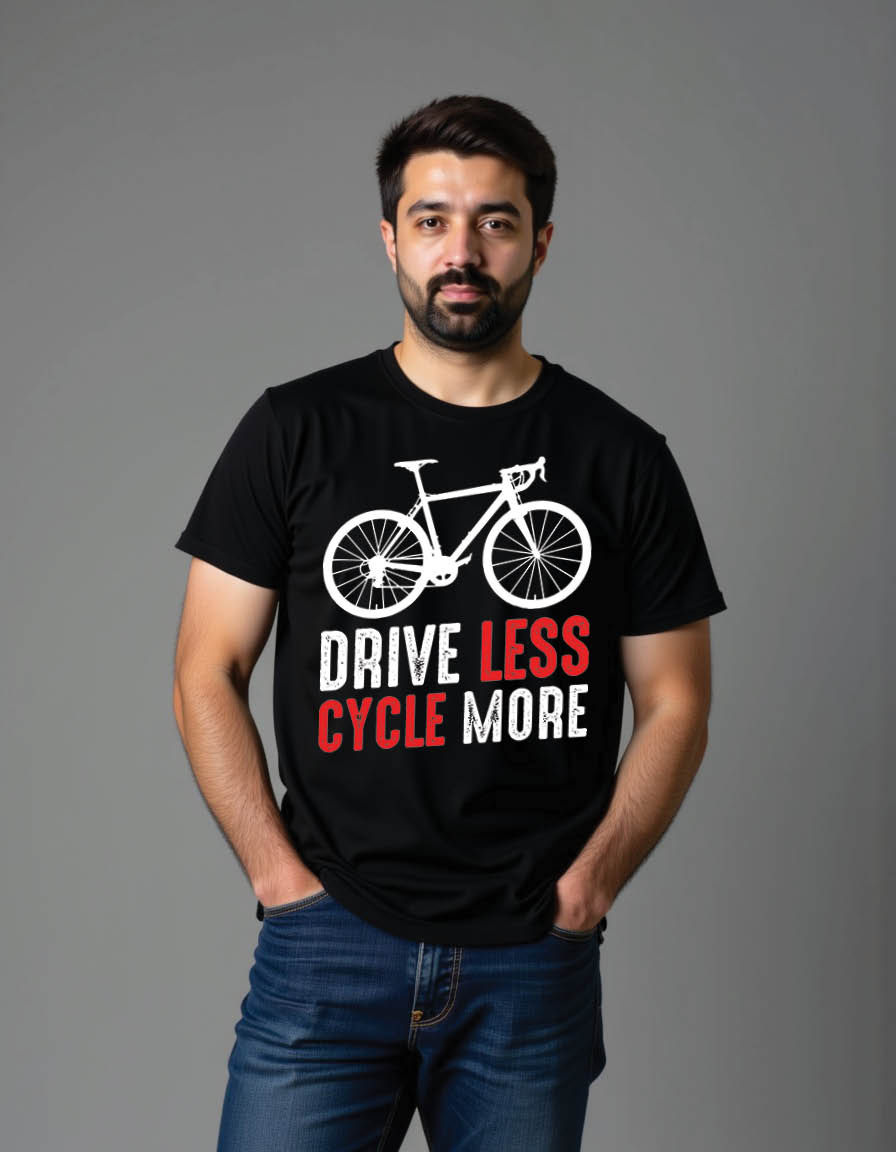 Thumbnail: drive less cycle more cycling mens printed graphic t shirt