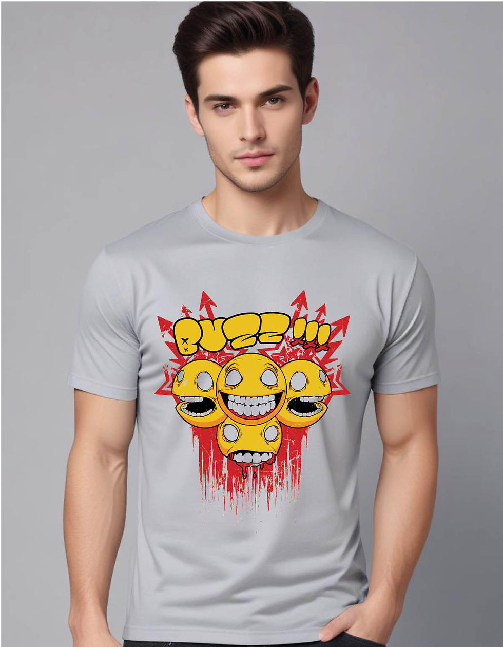 Thumbnail: deadly smilling emoticons stars mens printed graphic t shirt