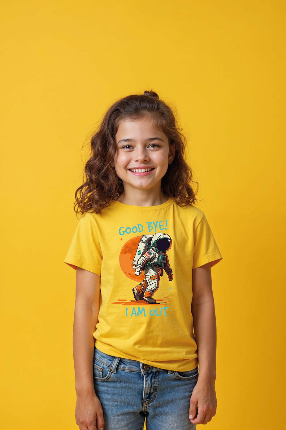 Thumbnail: Good Bye I Am Out Astronaut Graphic Kids T-Shirt – Fun Space Explorer Print Tee