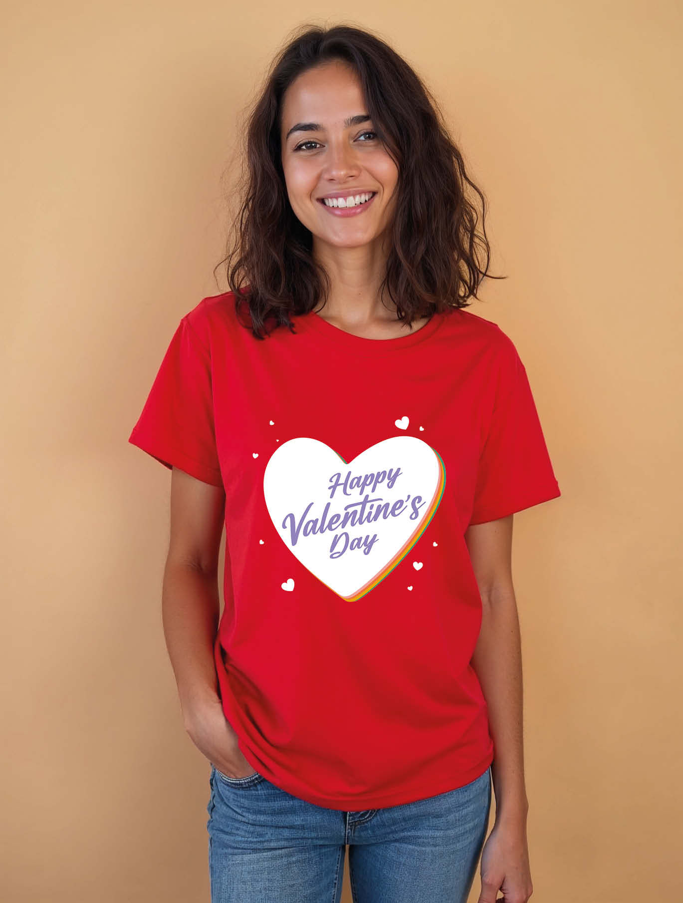 happy valentine's day Classic Women’s Typography T-Shirt – Sale