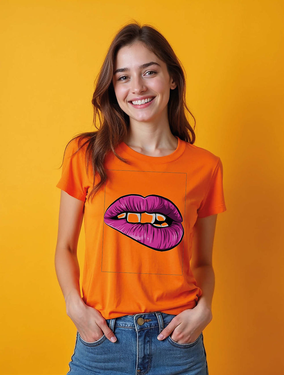 Thumbnail: Lips Biting Chocolate Bar Modern Women’s Printed Graphic Streetwear T-Shirt