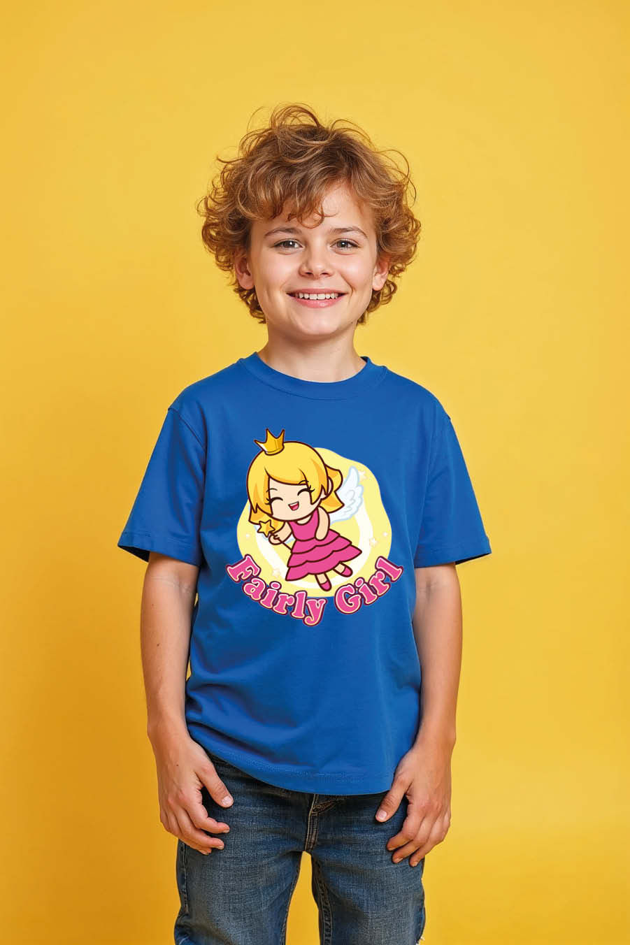 Thumbnail: Fairly Girl Stylish Kids Printed T-Shirt – Illustration Print Design for Boys