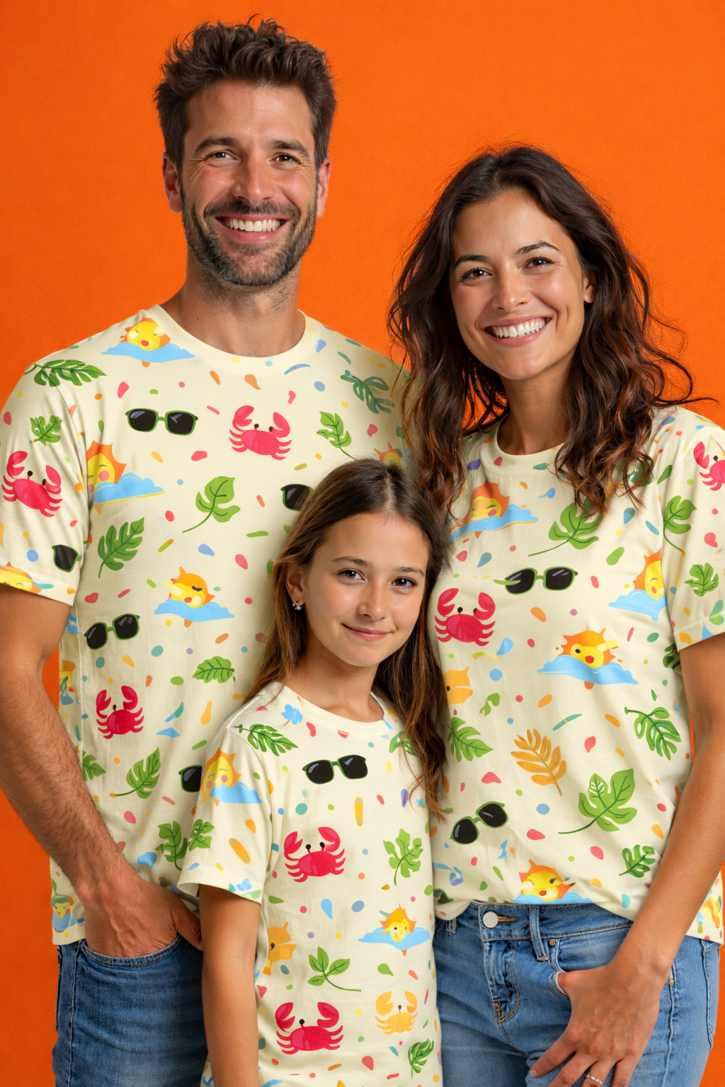 summer family matching printed tees pack of 3
