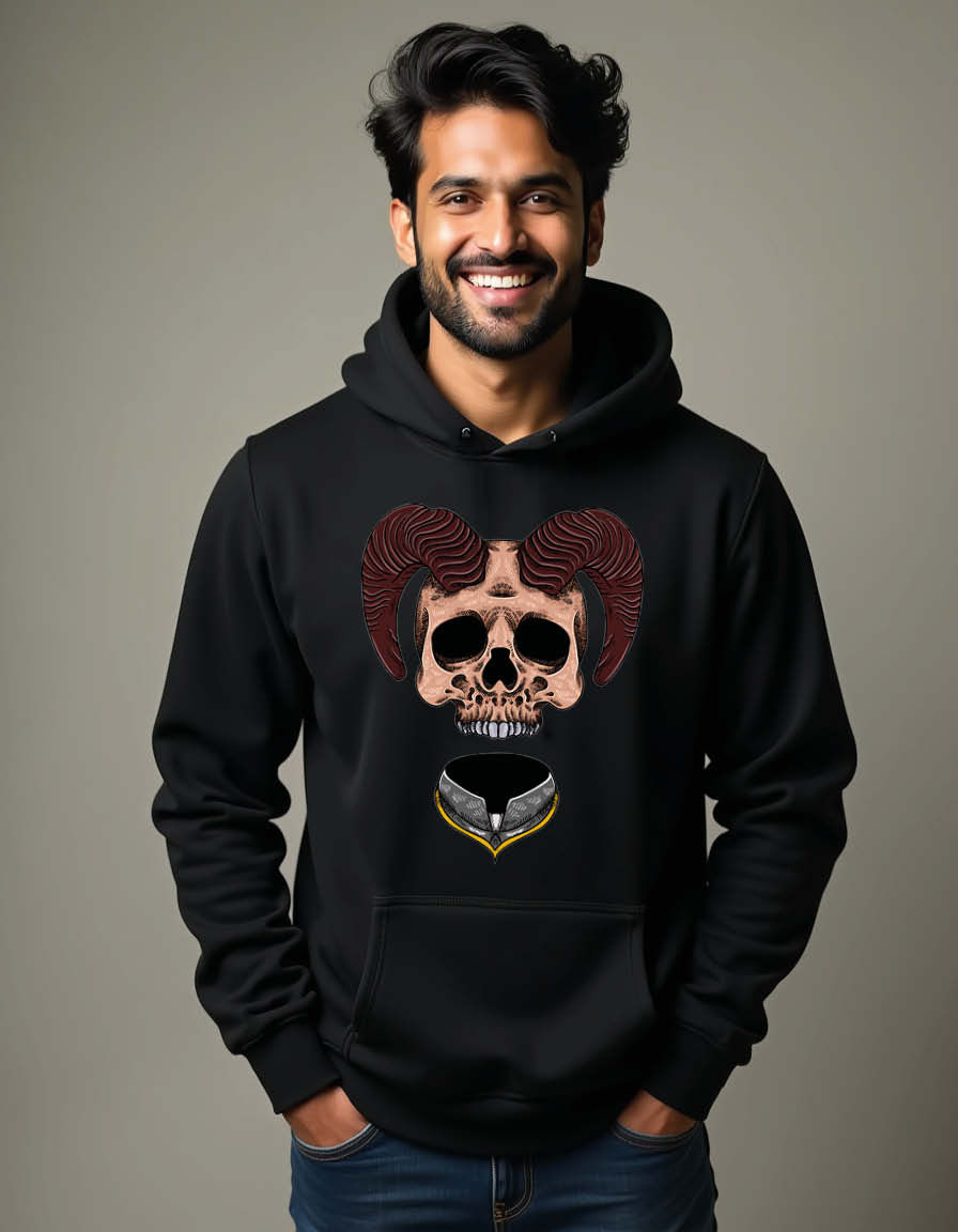 Thumbnail: Horned skull devil Unisex Printed Graphic Hoodies