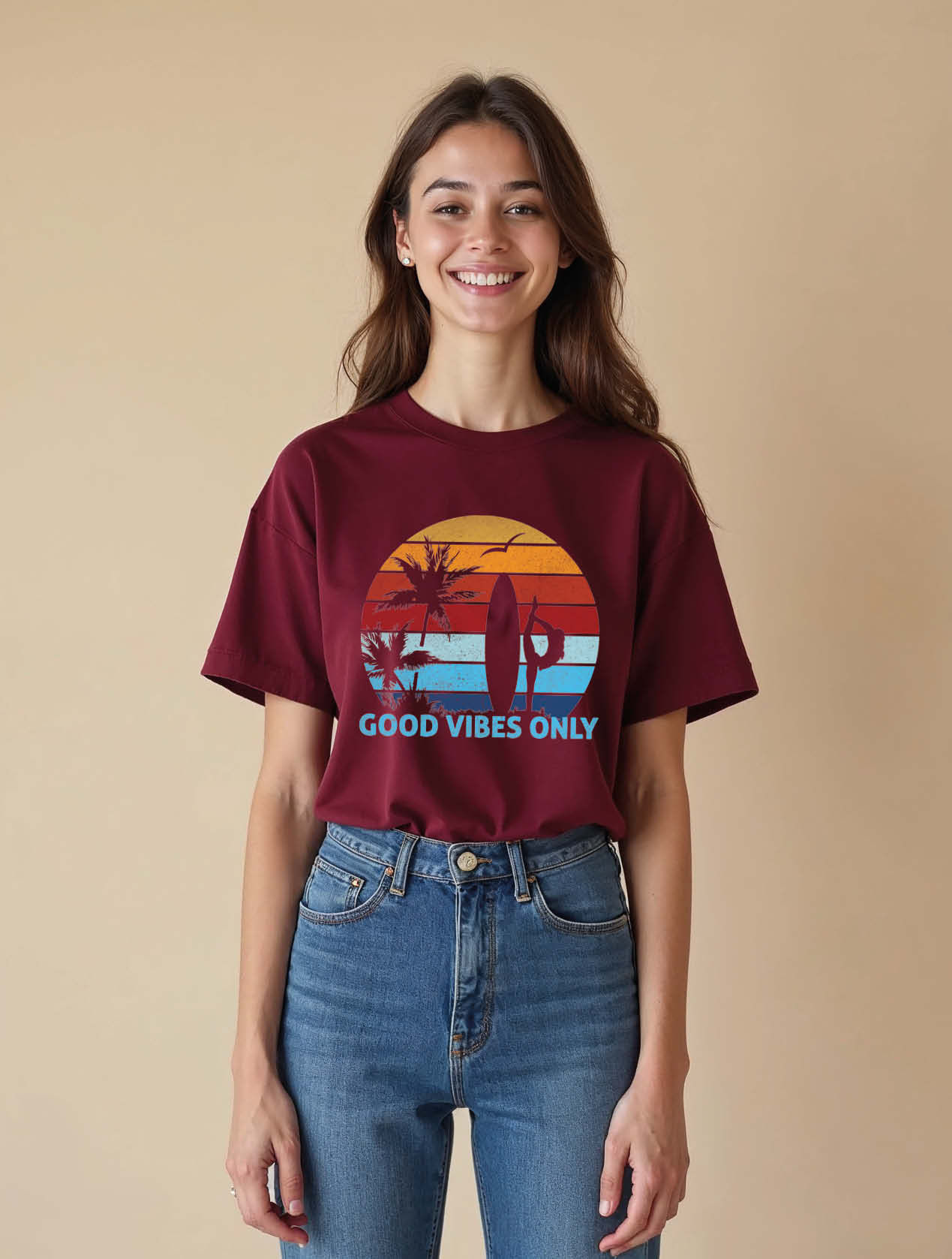good vibes only Chic Women’s Printed Graphic Streetwear T-Shirt – Buy Now