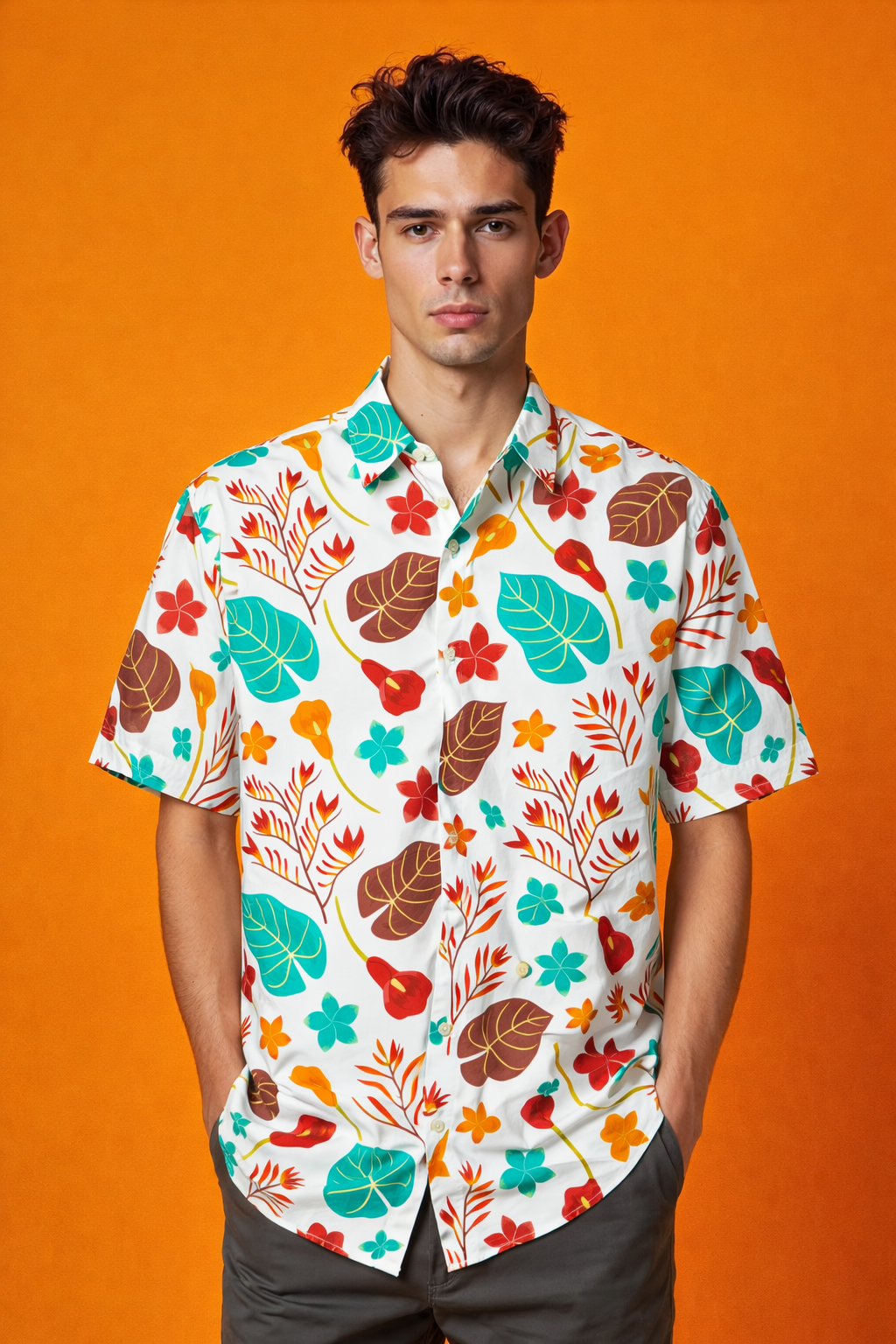 Tropical vibes Signature Patterned Oversized Shirt – Premium AOP