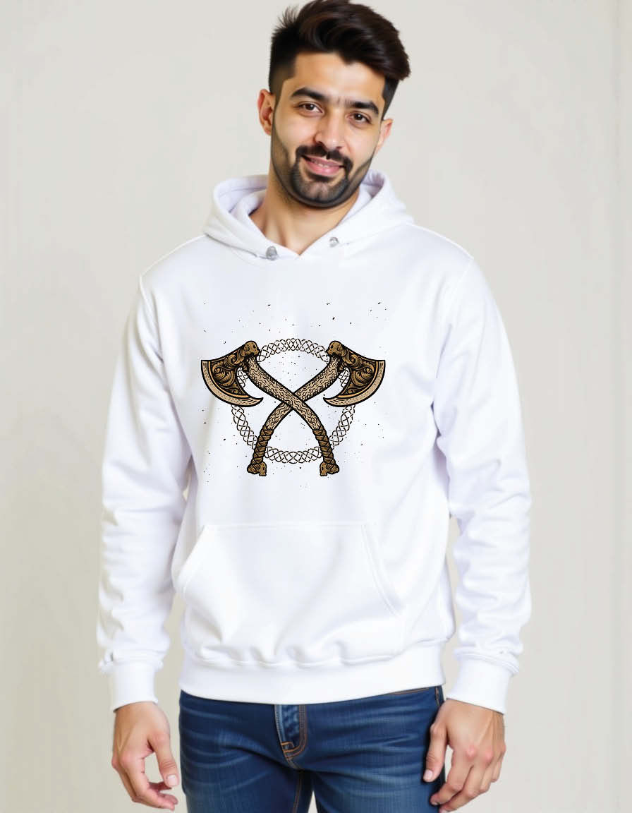 Thumbnail: two viking axe engraving style Unisex Graphic Printed Hoodies for mens & womens