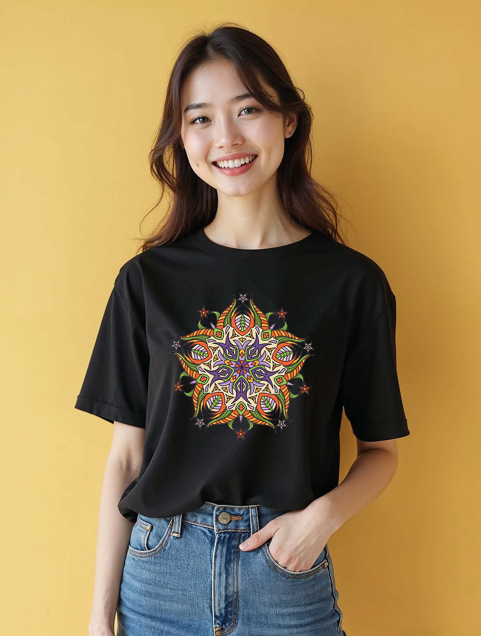 Thumbnail: Five-Point Star Mandala  Trendy Women’s Streetwear T-Shirt – Discount Offer