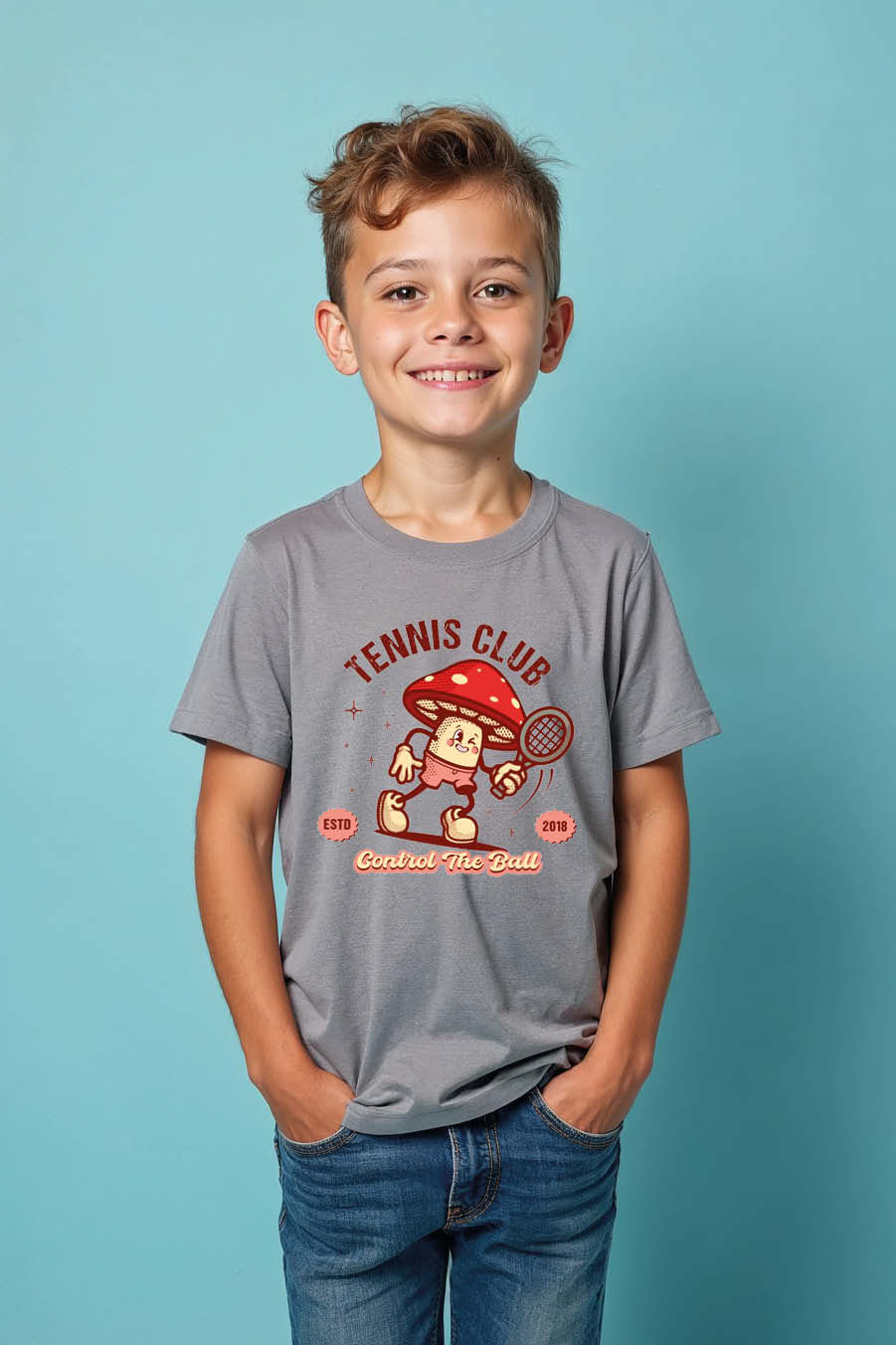 Thumbnail: Tennis Club For sports Trendy Kids Printed T-Shirt – Drawing Print Design