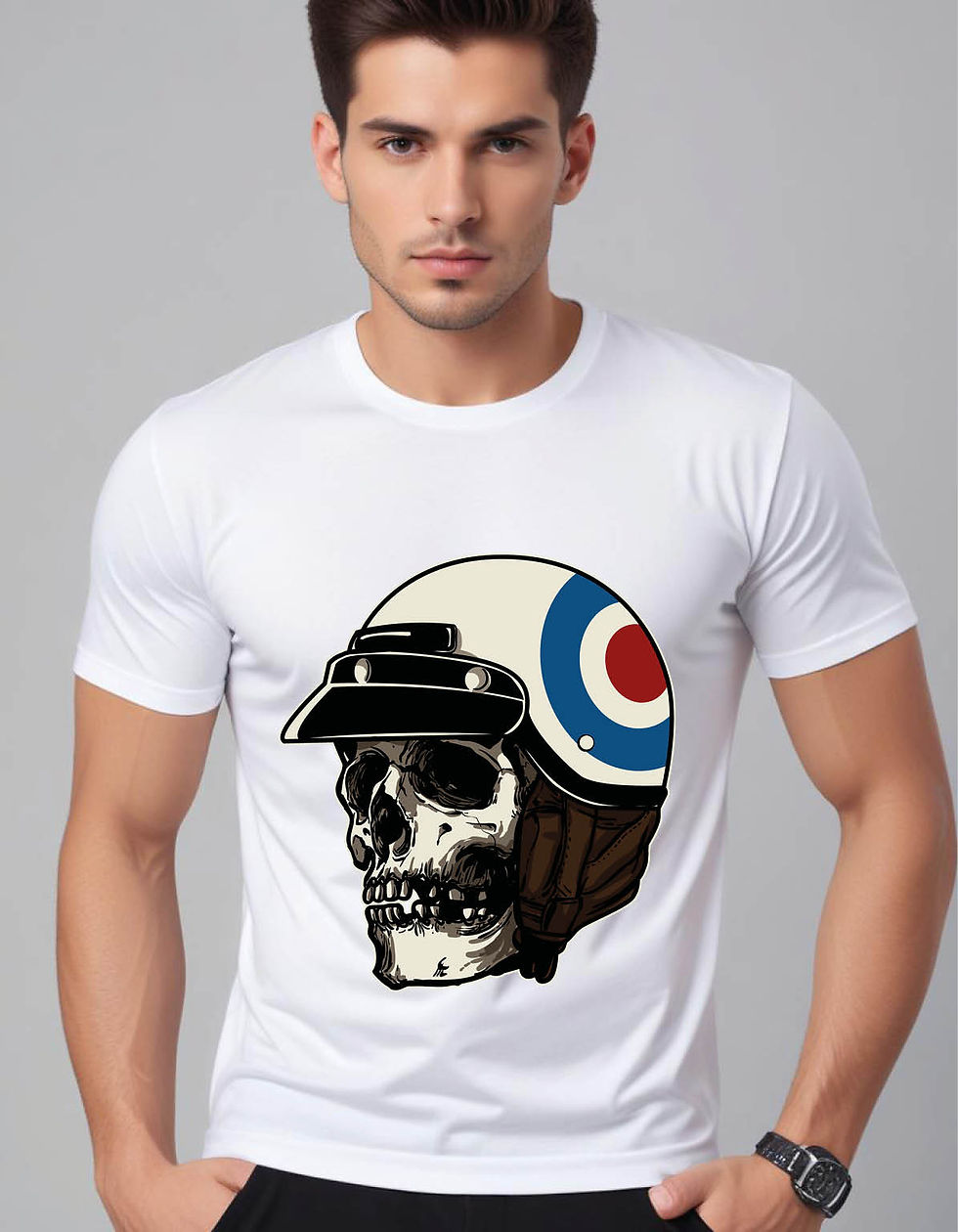 Thumbnail: skull wearing motorcycle helmet  mens printed graphic t shirt