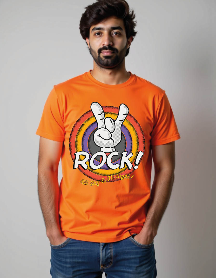 Thumbnail: rock hand gesture vintag mens printed graphic t shirt