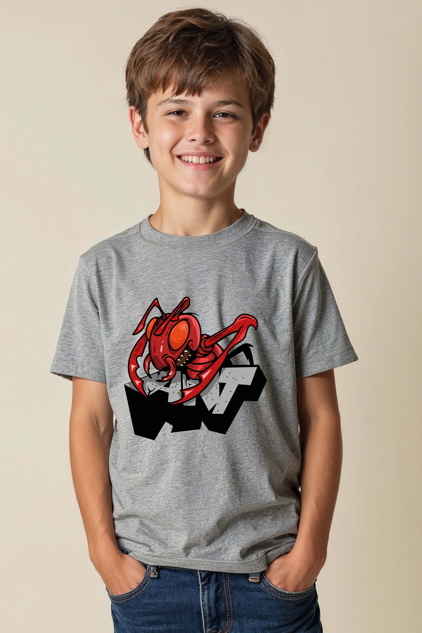 Angry Red Ant Graphic Printed T-Shirt – Cool Cartoon Insect Design