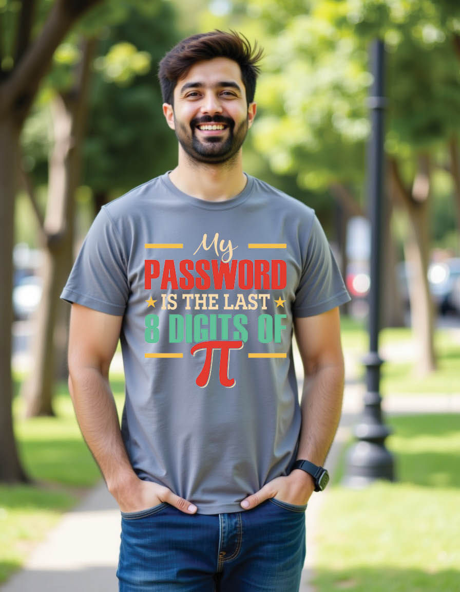 Thumbnail: my password is last 8 digits pi pi day mens printed graphic t shirt