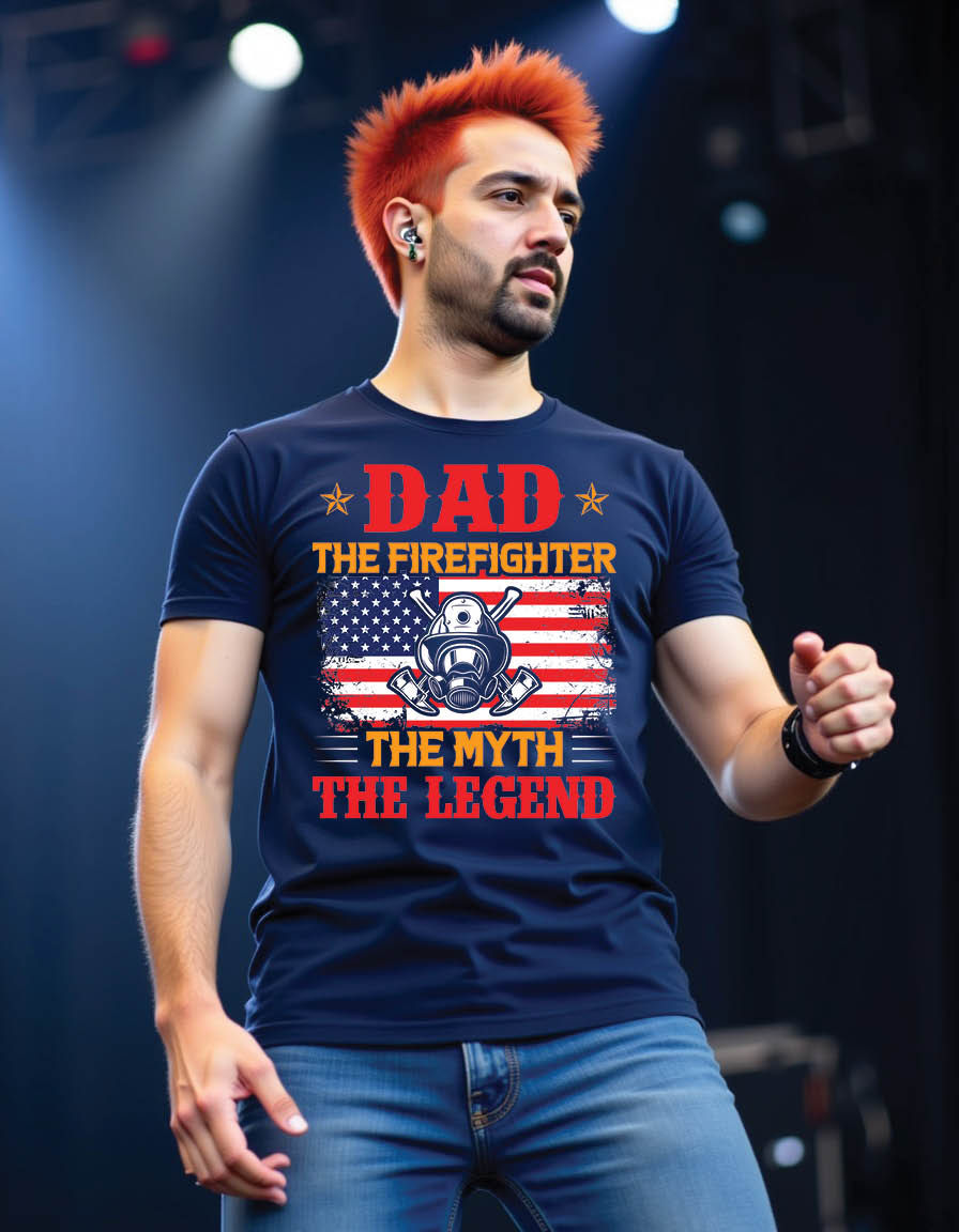 dad firefighter myth legend firefighter mens printed graphic t shirt