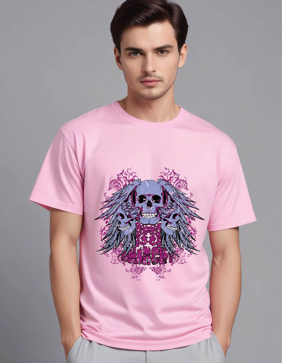 Thumbnail: flying skull trinity vinatge mens printed graphic t shirt