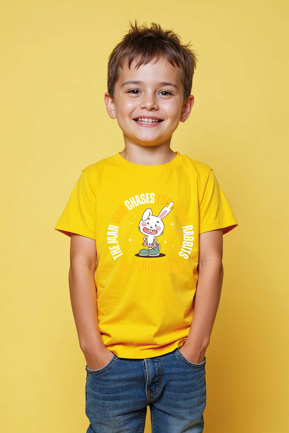 Thumbnail: Cute Bunny Quote Graphic Kids T-Shirt – Motivational Cartoon Tee for Boys & Girl