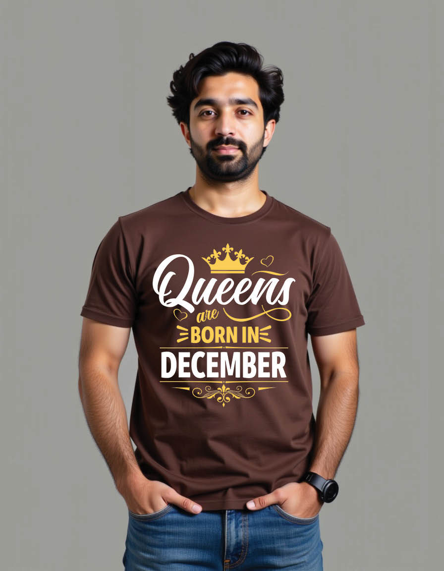 Thumbnail: queens are born december typography mens printed graphic t shirt