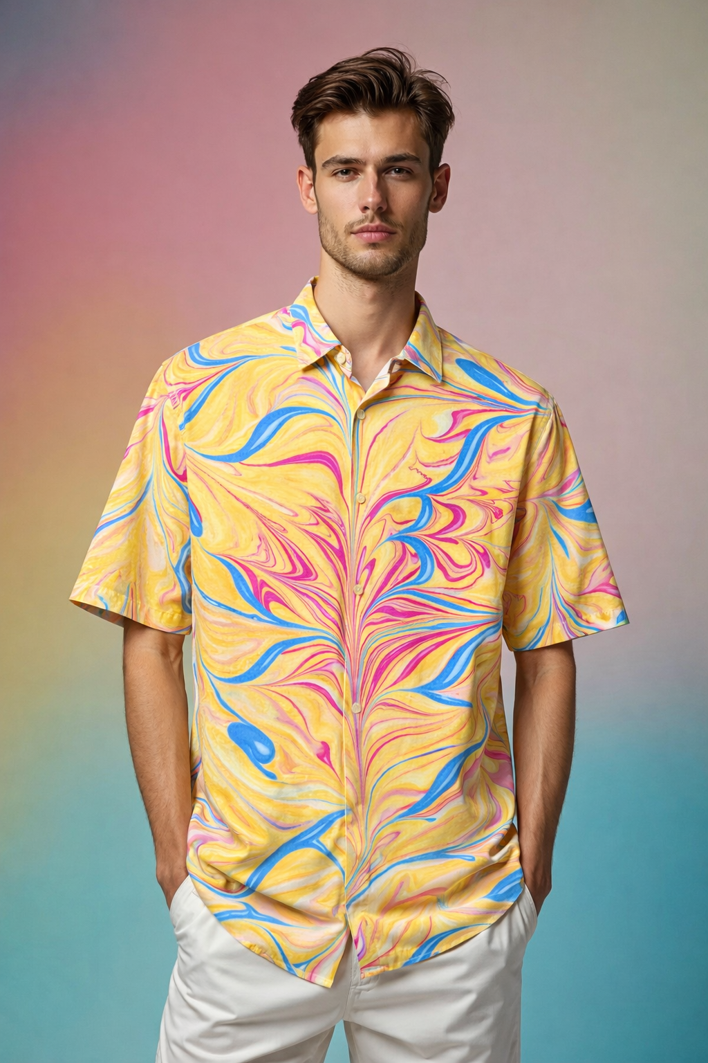 marbled Patterned All Over Print Oversized Shirt – Urban Premium Edition