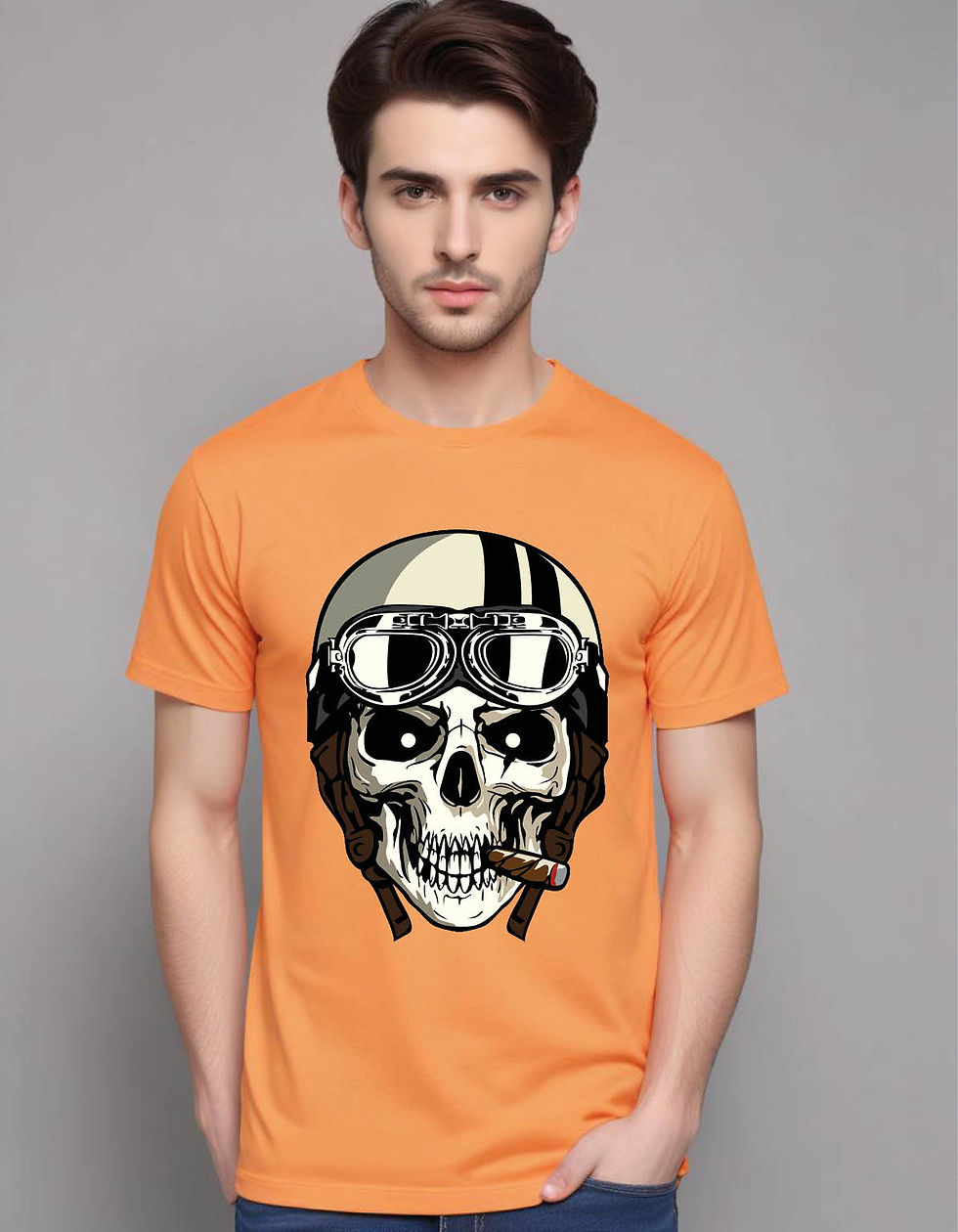 Thumbnail: skull with militar helmet mens printed graphic t shirt
