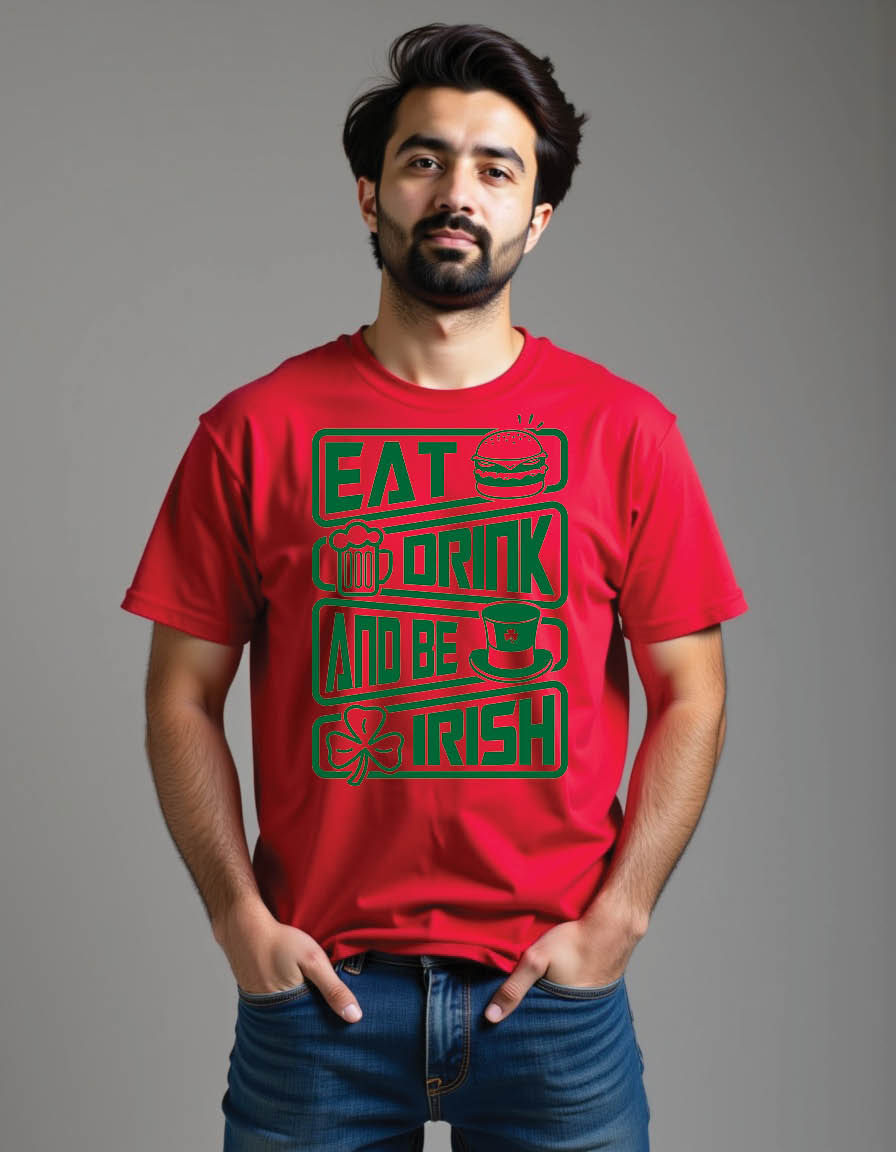 Thumbnail: eat drink be irish st patricks day mens printed graphic t shirt