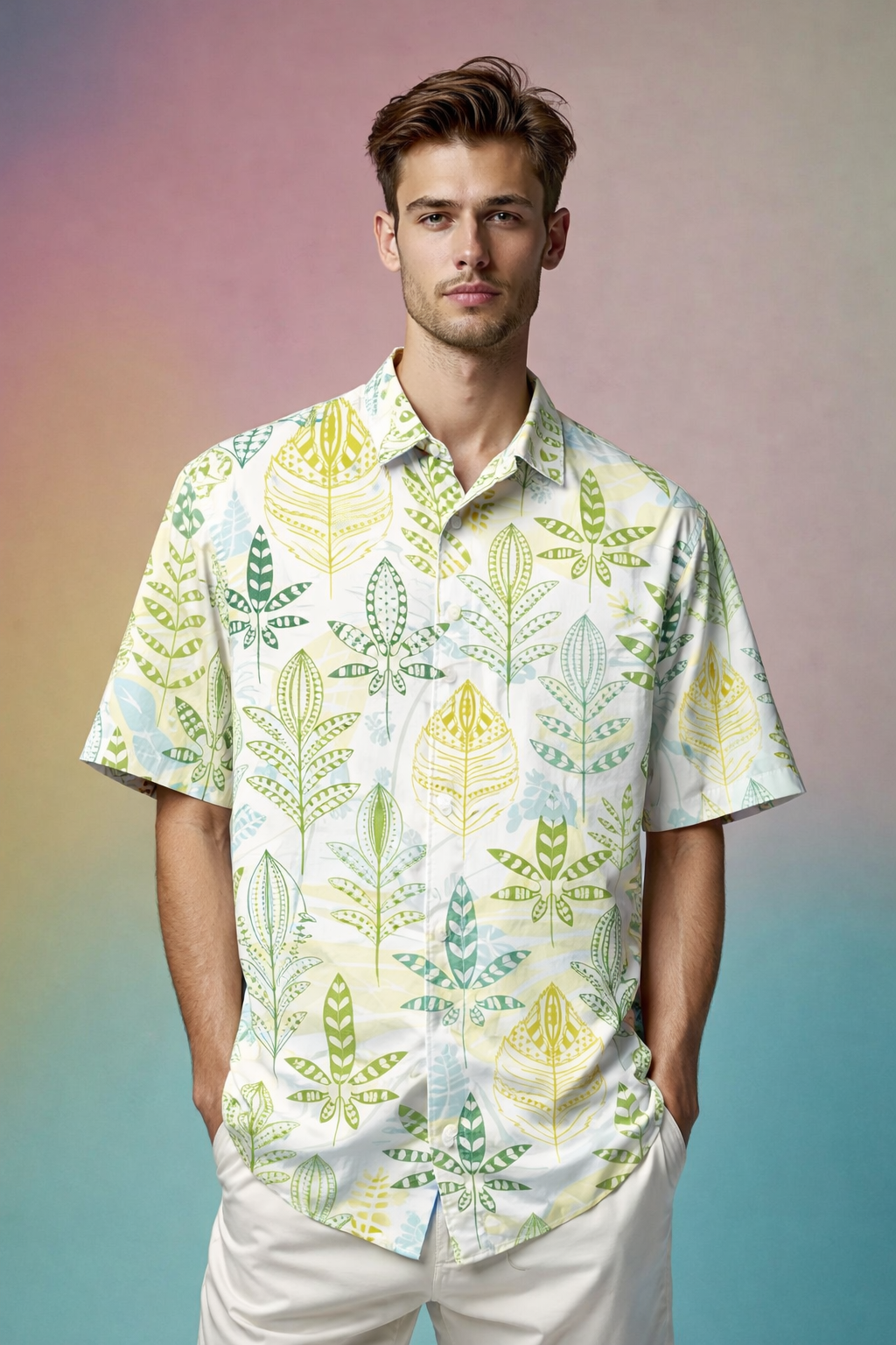 Casual elegance with botanical details Comfort Patterned All Over Print Shirt