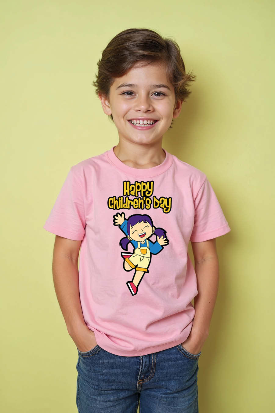 happy children day Comfortable Trendy Printed Tee for Kids – Typography Print