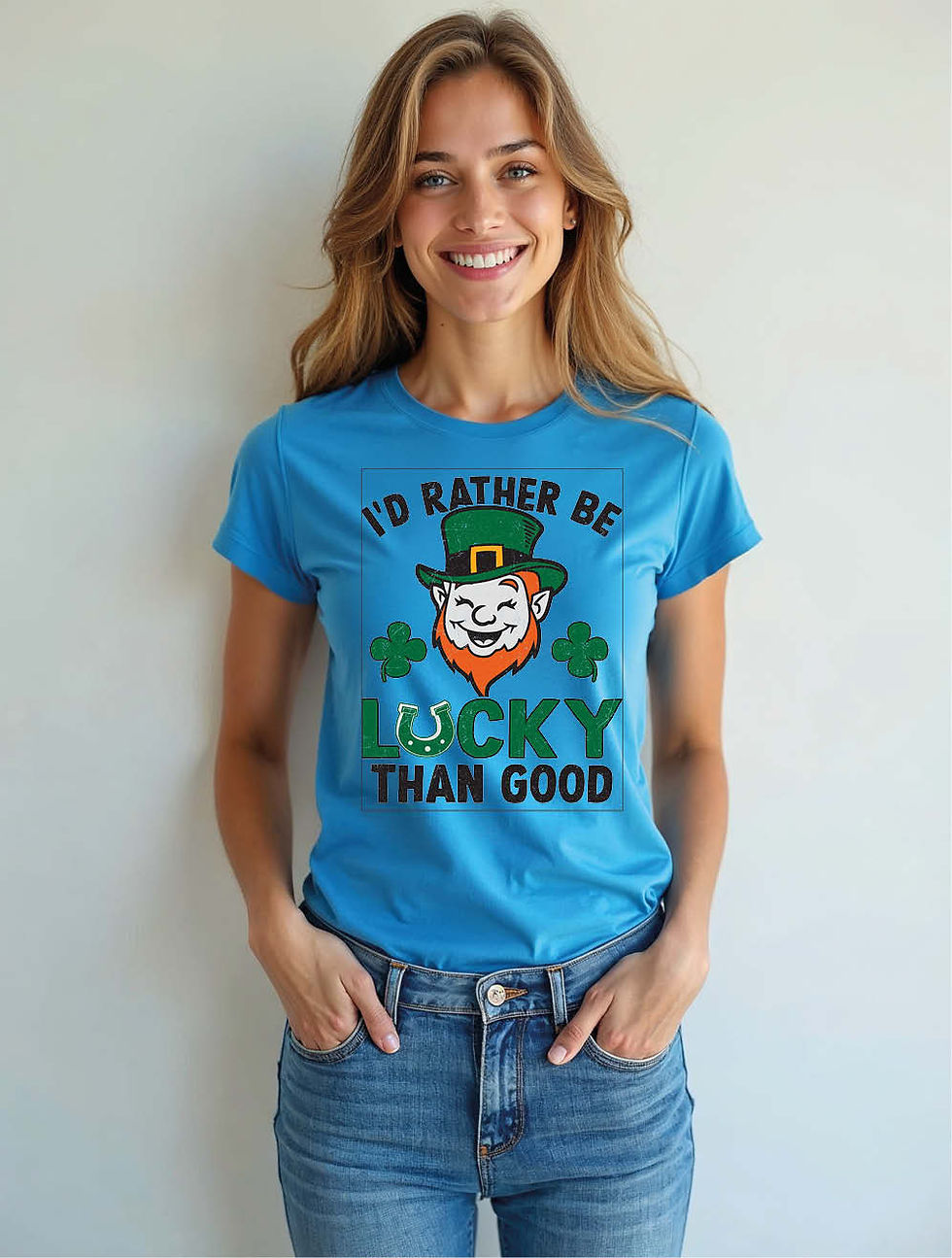Thumbnail: Rather be lucky than good Modern Women’s Printed T-Shirt – Sale